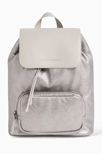 Backpack in Lamé Calfskin & Leather