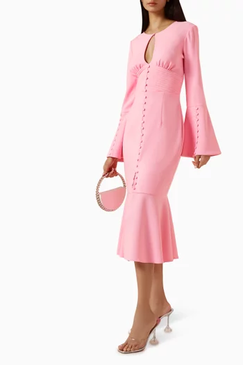 Roxie Keyhole Button-detail Dress
