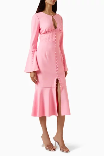 Roxie Keyhole Button-detail Dress