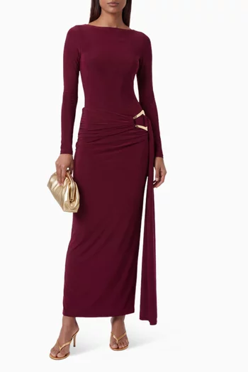 Astrielle Wide-neck Sash Maxi Dress in Jersey