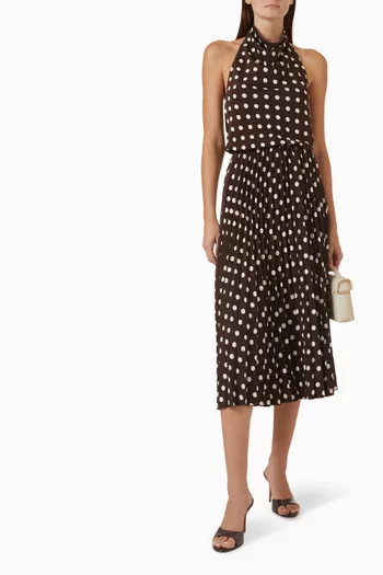 Kiora Polka-dot Midi Skirt in Satin