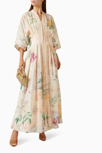 Rosier Pleated Dress in Ramie Blend
