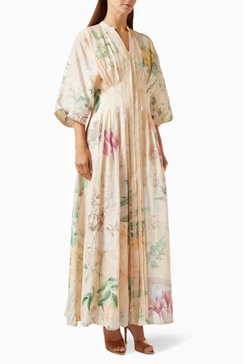 Rosier Pleated Dress in Ramie Blend