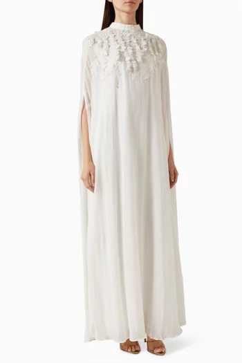 Pearl Cape Dress in Viscose Georgette