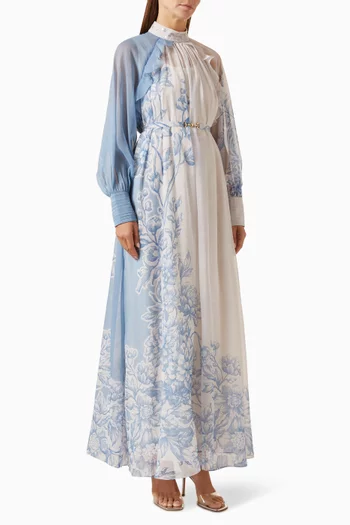 Orelle Belted Dress in Chiffon