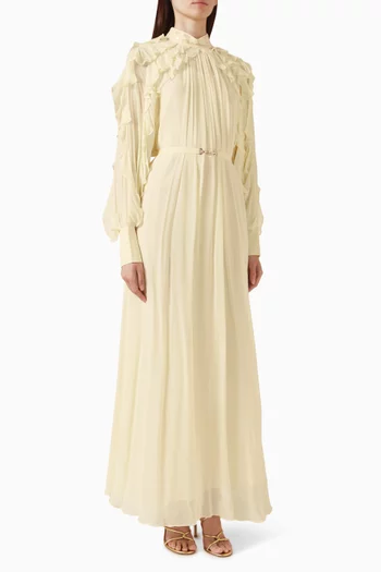 Elara Belted Dress in Viscose Georgette
