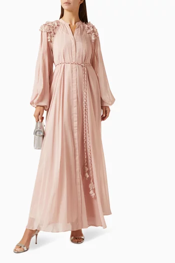 Nia Belted Dress in Chiffon