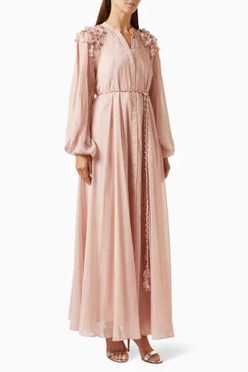 Nia Belted Dress in Chiffon