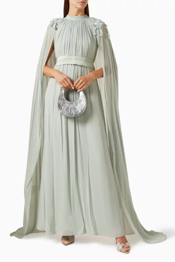 Eliora Cape Dress in Viscose Georgette