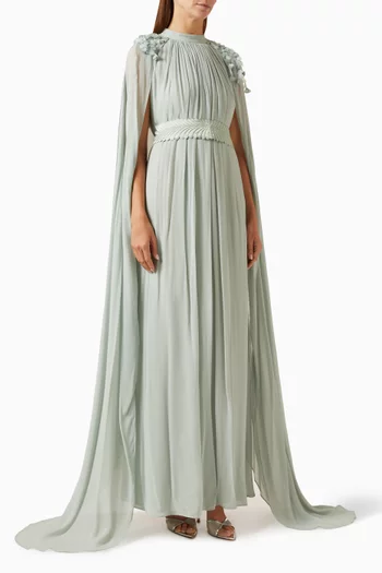 Eliora Cape Dress in Viscose Georgette