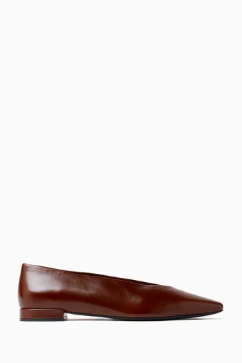 Hinted Pointed-toe Ballerina Flats in Leather