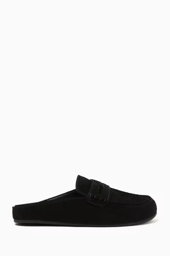 Miles Penny Loafer Mules in Suede