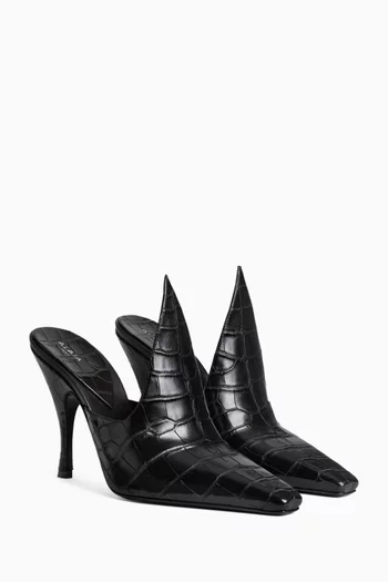 Mules in Crocodile Embossed Calfskin