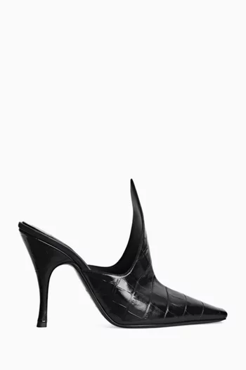 Mules in Crocodile Embossed Calfskin