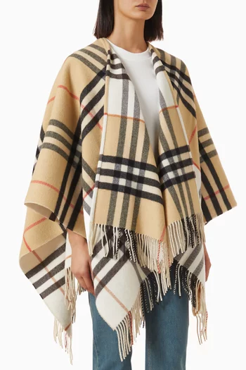 Double Check Cape in Cashmere-wool