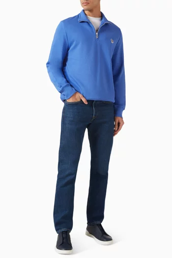 Half-zip Zebra Logo Sweatshirt in Cotton