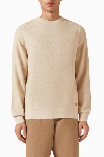 Textured Sweater in Cotton & Merino Wool