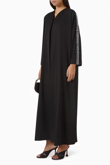 Embroidered-sleeve Abaya in Crepe