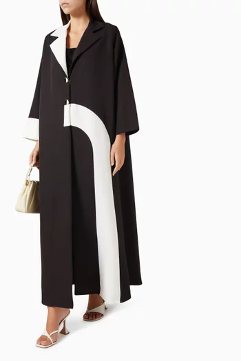 Contrast-panelled Abaya Set in Crepe