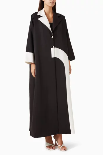 Contrast-panelled Abaya Set in Crepe