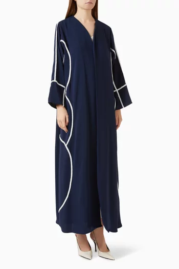Wave-trim Abaya in Crepe