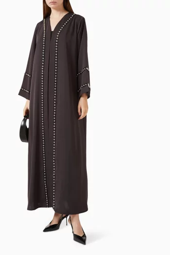 Stud-trim Abaya in Crepe