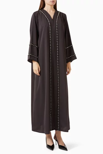 Stud-trim Abaya in Crepe