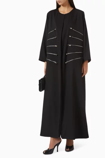 Contrast-stripe Abaya in Crepe
