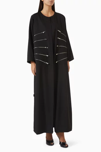 Contrast-stripe Abaya in Crepe