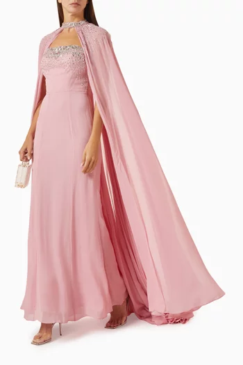Embellished Cape & Maxi Dress