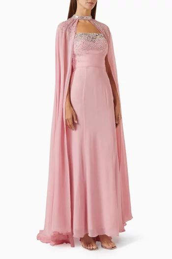 Embellished Cape & Maxi Dress