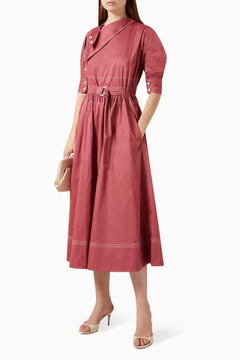 Moana Shirt Midi Dress in Cotton