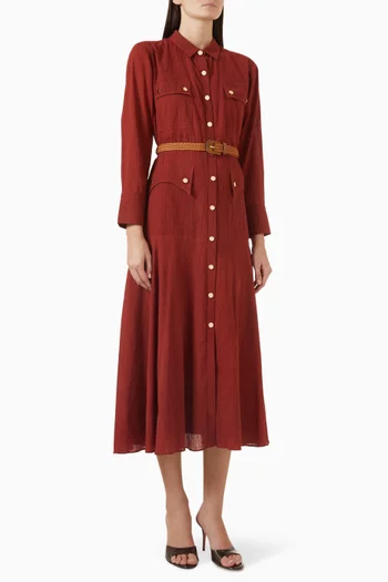 Arial  Shirt Midi Dress in Cotton Crepe