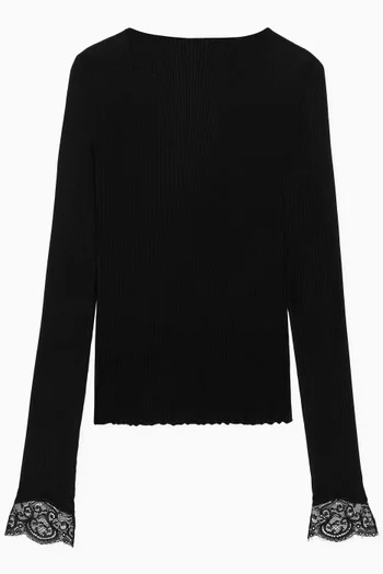 Cassandre Lace Cuff Top in Silk-jersey
