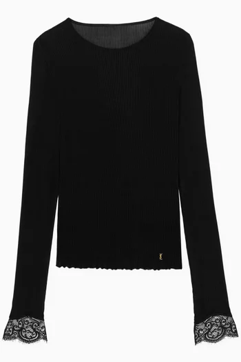 Cassandre Lace Cuff Top in Silk-jersey