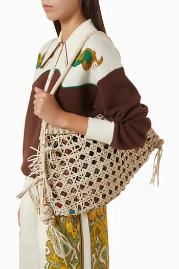 Maxi Tote Bag in Woven Leather
