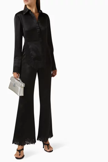 Malou Lace-hem Shirt in Satin