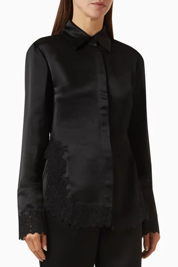 Malou Lace-hem Shirt in Satin