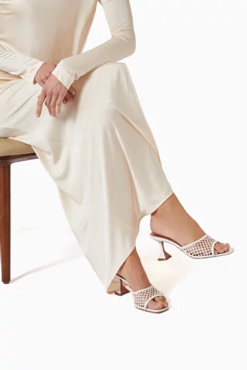Lupita Net 70 Slippers in Net & Nappa Leather