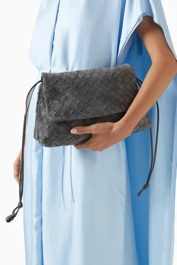 Giorno Shoulder Bag in Intrecciato Suede