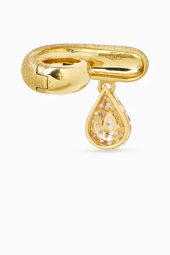 Pink Sapphire Single Ear Cuff in Brushed 18kt Gold