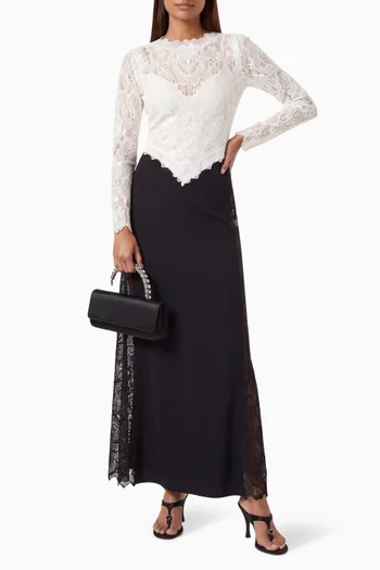 Vianne Illusion Gown in Lace & Crepe