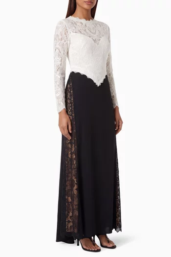 Vianne Illusion Gown in Lace & Crepe