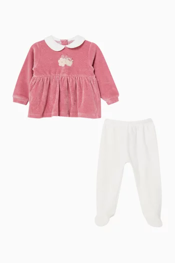 Peplum Top & Leggings Set in Cotton-blend