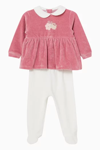Peplum Top & Leggings Set in Cotton-blend