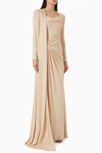 Gathered Cape Dress