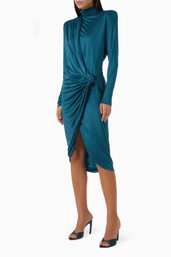 Draped Flowing Midi Dress in Jersey