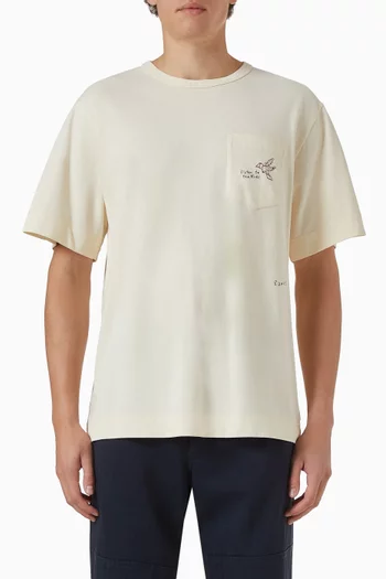 Bird Embroidered T-shirt in Jersey