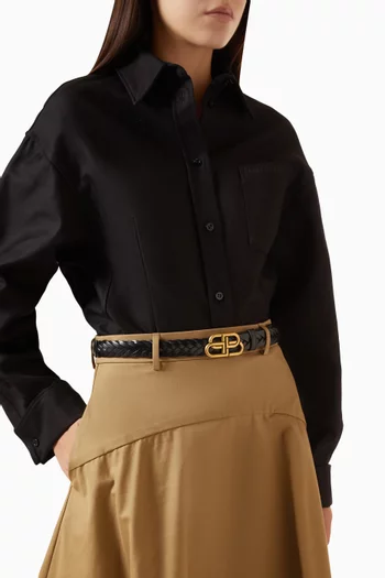 BB Thin Belt in Woven Leather