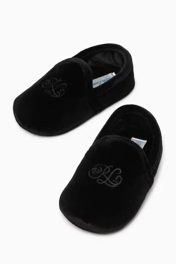 Ash Embroidered Slippers in Velvet